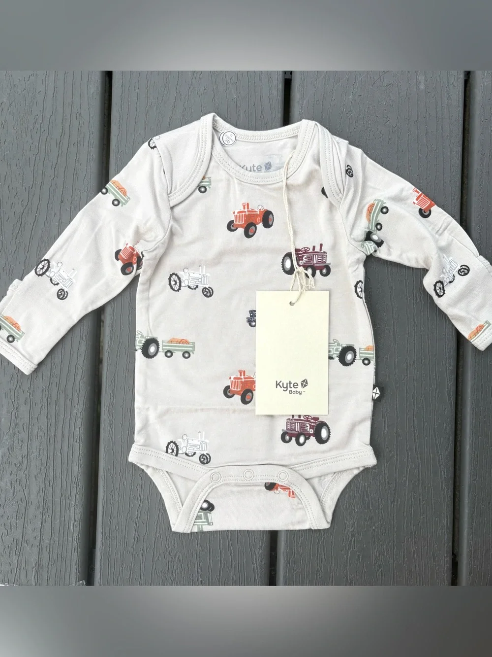 NWT Kyte Baby Boys Tractor Long Sleeve Bodysuit